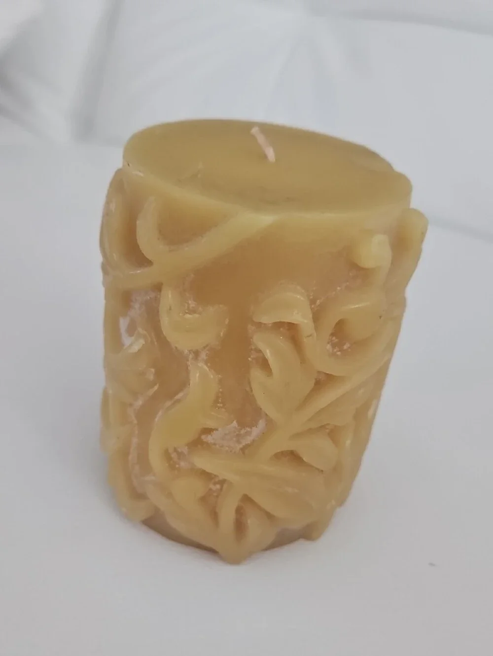 Decorative Carved Candle in Honey Yellow